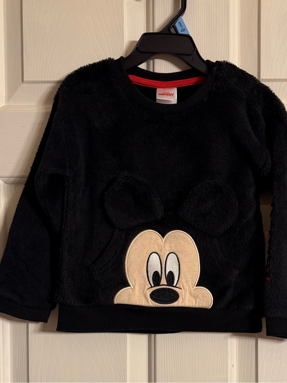 Disney Black Fuzzy Mickey Mouse Shirt with 3F floppy ears 4T